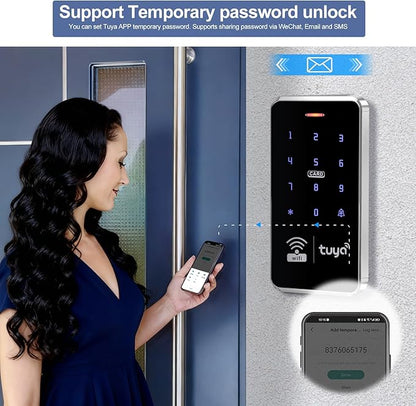Access Control System Kit, IP68 Waterproof RFID Keyboard, 150/330lbs Electric Bolt Lock, 10 Keyfobs (Silver)