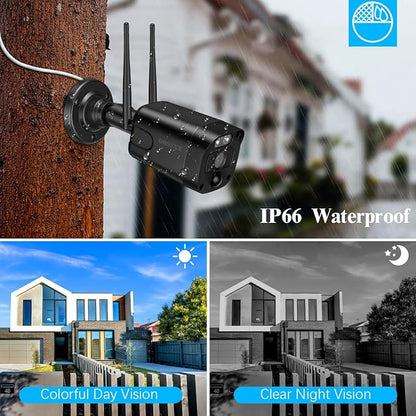 (2026 Update) Wireless WiFi Outdoor Security Camera System with Dual Antenna Cameras, 55% Stronger Signal, 130° Wide Angle, 65ft Night Vision, 2-Way Audio, No Monthly Fee, Home NVR Security System