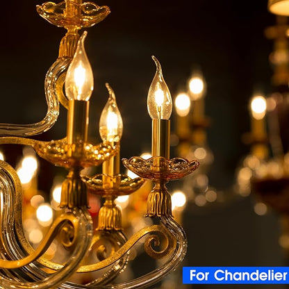 Energetic CA11 E12 LED Chandelier Light Bulbs 40W Equivalent, Dimmable LED Candelabra Bulbs, 2200K Amber White, 330LM, Amber Glass, 12 Pack