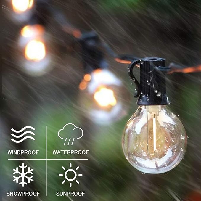 SUNTHIN 25 Pack G40 LED Bulbs, 1W LED Bulbs with E12 Base, 5 Watt Incandescent Bulbs Equivalent, Warm White 2700K, Replacement Bulbs for Globe String Lights, Indoor & Outdoor Use