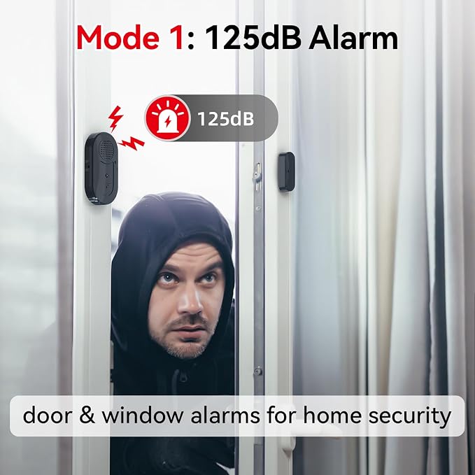 Sanjie Door Window Alarm Sensors, 5 Pack, 125dB, Volume Control | Easy-install door and window alarms with loud adjustable alerts, long battery life, and versatile use for home safety