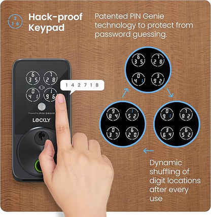Lockly Secure Pro Zeno Series Smart Door Lock,Fingerprint Keyless Entry Door Lock for Front Door with Apple Home Key,Built-in Wi-Fi,Auto Lock, App Remote Control,IP65 Waterproof,Easy Installation
