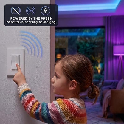 RunLessWire Click for Philips Hue – Battery-Free Wireless Smart Light Switch, 30ft Range – Works Natively with Philips Hue Bridge – Wall Mount Kinetic Switch - Decora Style, White 3 Pack | Dimmable Kinetic Switch Pairs Natively to Philips Hue Bridge, 4...