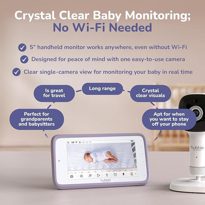 HUBBLE CONNECTED SkyVision AI Pro Baby Monitor Camera, HD 5" Home Display