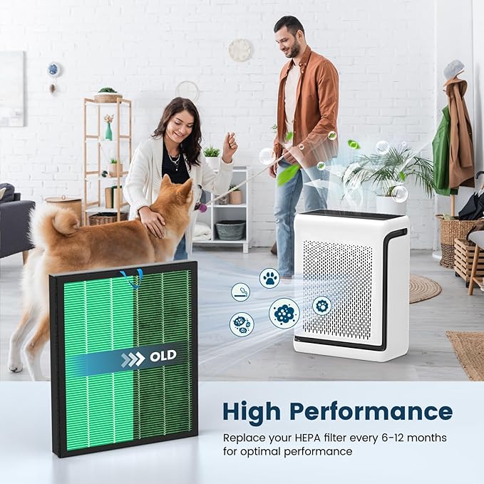 Vital 100S-P Replacement Filter for LEVOIT Vital 100S and Vital 100S-P Air Purifier, H13 Ture HEPA and Activated Carbon Vital 100S-P Filters, Vital 100S-RF-TX, 2 Pack Green