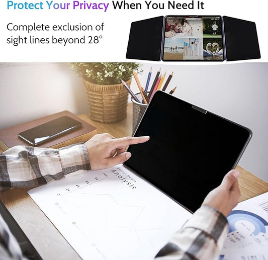 Peslv Privacy Screen Protector for iPad Air 13 Inch (2024-2026, M2 M3 M4), Anti Glare Blue Light Spy Filter Private Cover, High Sensitive Bubble-Free Easy Install Black Security Screen