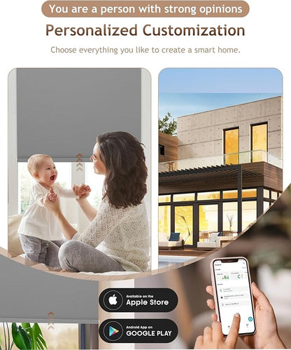 Motorized Blinds with Remote: Kincmo 100% Blackout Roller Shades Work with Apple Homekit,Alexa,Google Home, Customized Electric Blinds with App,Voice Control (100% Blackout Vinyl Grey)