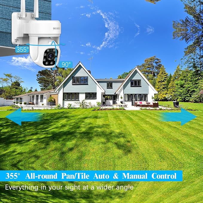(2026 Update 90 Days Storage) 5MP PT Wireless Security Camera System with AI Human Tracking, Dual-Band 2.4G&5G WiFi, 130° Wide Angle, 2-Way Audio, No Monthly Fee, Outdoor Home Security Kit