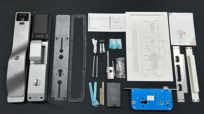 Smart Door Lock with Camera, 3D Face Recognition, Biometric Palm Vein Keyless Entry Deadbolt, Video Doorbell Intercom, Fingerprint, Passcode, Card, Touchscreen Keypad, Tuya App, Alexa, Front Door Home