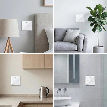 Smart Touch Light Switch 3 Gang, T34 Tri-Mode WiFi BT 433MHz, Tuya App Control, Compatible with Alexa & Google Assistant, No Hub, 10A, Triple Gang Wall Switch for Home (White)