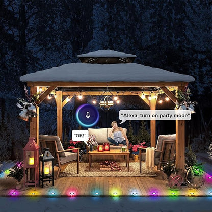 Sumaote LED Deck Lights Kit, 50 Pack 1.77" RGBW+IC Multicolor Dynamic Low Voltage Recessed Landscape Lights, IP67 Waterproof 12V Step Light Outdoor for Garden Yard Path Ground Stairs