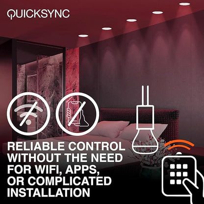 Sylvania QuickSync RGBW/Selectable White BR30 LED Light Bulb with Remote Control, No App/WiFi Required, 8.5W = 65W, Dimmable, 90 CRI, Medium Base, Frosted Finish - 4 Pack (45049)