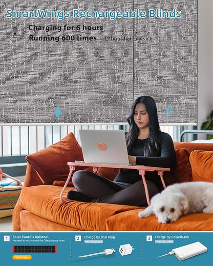 SmartWings Motorized Smart Blinds with Remote, Custom Automatic 100% Blackout Roller Shade Compatible with Alexa/Homekit/Google, Electric Smart Blinds for Indoor Windows, Safari Midnight