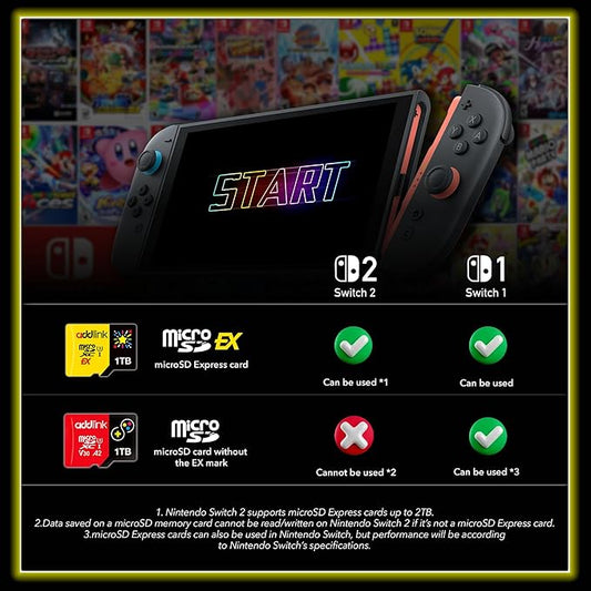 addlink 512GB Gaming microSD Express Card for Nintendo-Switch 2, Speed Up to R/W 880/750 MB/s MicroSDXC Express Memory, ROG Ally, Steam Deck, Camera UHS-I, C10, U3, V30, Full HD 4K
