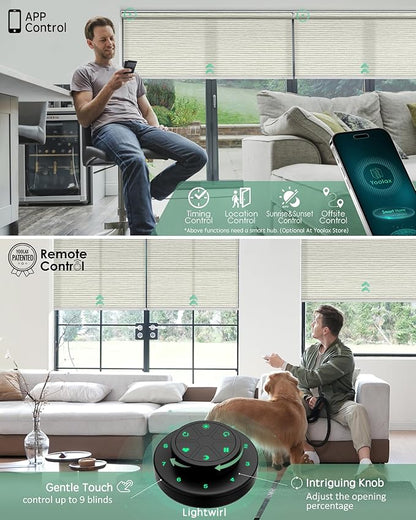 Yoolax Motorized Blinds with Remote, Light Filtering Smart Roller Shades Work with Alexa, Google, Apple Homekit, Custom Automatic Shades with Voice Control for Living Room (Horizontal Beige)