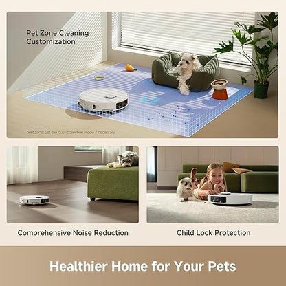 DREAME L40 Ultra Gen 2 Robot Vacuum and Mop with 25,000Pa Suction, Extendable Side Brush and Mop, All-in-One Self-Emptying & Cleaning Dock, Voice & App Control, White