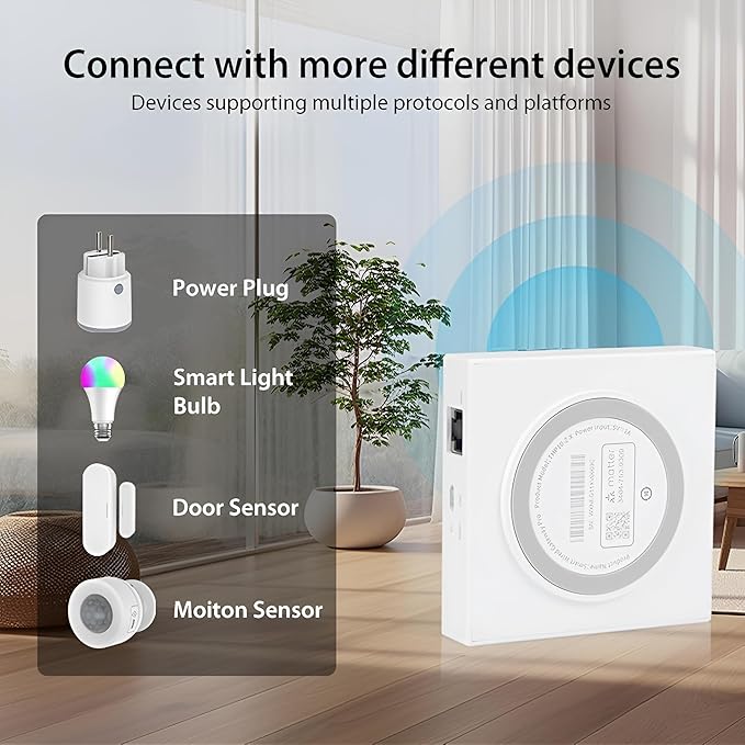 Matter Smart Wired Hub Gateway for Home Automation, Thread & Tuya Zigbee 3.0 Protocol, 2.4GHz WiFi Only, Matter Controller Supports Google, Alexa, Apple HomeKit