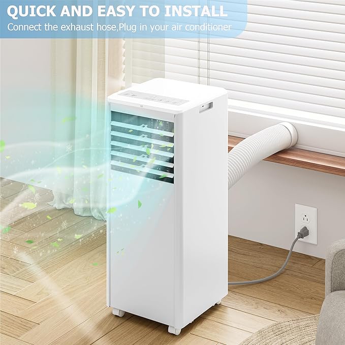 GarveeLife Portable Air Conditioners, 8,000 BTU for Rooms up to 350 Sq.Ft., Smart Compact AC Unit with Cooling, Dehumidifier, Fan, Remote Control and Window Kit, White