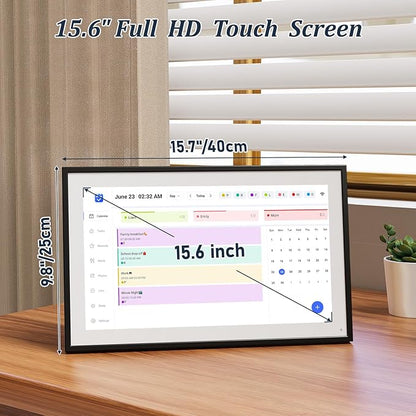 LOOFII 15.6 Inch Smart Digital Calendar – 1920×1080 Full HD Touchscreen Calendar & Family Planner with Chore Chart & Meal Planner, Wall-Mountable (Black White)