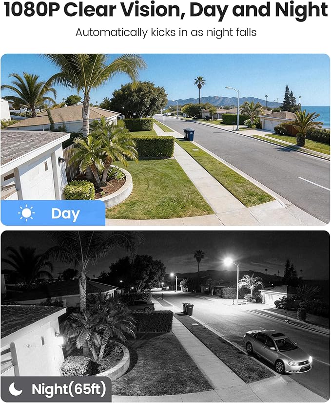 ZOSI 1080P Home Security Camera System Outdoor Indoor, 8CH 5MP-Lite CCTV DVR with AI Human Vehicle Detect, 4 x 1080P Pan Tilt Weatherproof Surveillance Camera, Night Vision, Audio Recording, 500GB HDD