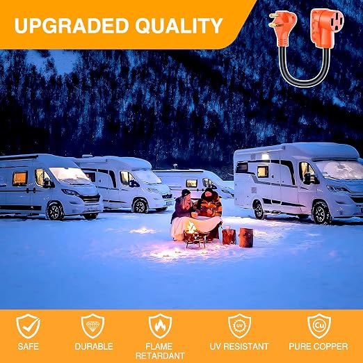 Nilight 30 Amp to 50 Amp RV Plug Electrical Adapter Cord Dogbone 18 Inch | TT-30P 30A Male Plug 14-50R 50A Female Receptacle Convert 30AMP Campground Power to 50A for 50A RV Camper Trailer Not for EV
