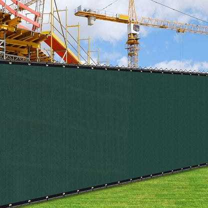 i COVER 5x50ft Privacy Screen Fence, Outdoor Fencing Panels, Garden Windscreen Mesh Shade Sail Net Barrier, Fence Privacy Screen Reinforced Bindings and Brass Grommets Cable Zip Ties, Green