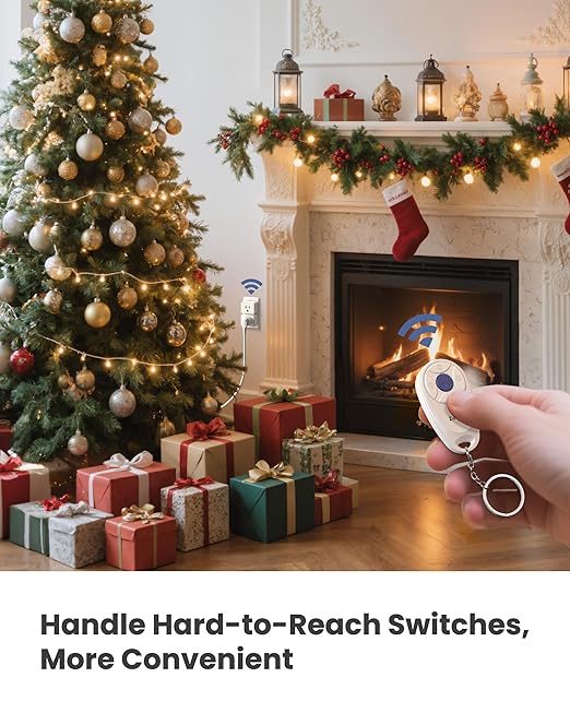 Mini 3-Gang Remote Control Outlet Plug Switches, Mini Key Design, Expandable Wireless Light Switches, No Wiring No WiFi, 300 ft, 15A/1500W, for Household Appliances(3 Pack)
