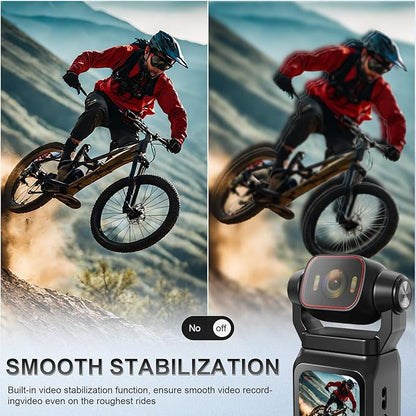 4K Vlogging Camera Mini Action Camera 180° Rotating Pocket Body Cam with Audio & Video Handheld Pov Cameras with Stabilization, Touch Screen, 64GB Card Small Vlog Camcorder for Sport, Travel, Daily
