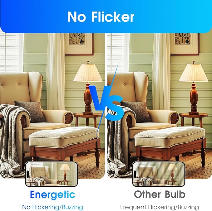E ENERGETIC LIGHTING LED Light Bulbs 100 Watt Equivalent, 1600LM Super Bright, Non-Dimmable Cool White 4000K A19 LED Light Bulbs, E26 Standard Base, ETL Listed, 6 Packs