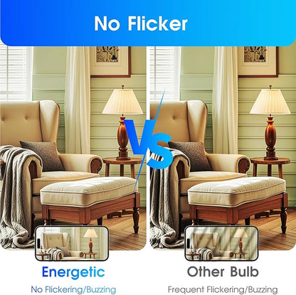 E ENERGETIC LIGHTING LED Light Bulbs 100 Watt Equivalent, 1600LM Super Bright, Non-Dimmable Cool White 4000K A19 LED Light Bulbs, E26 Standard Base, ETL Listed, 6 Packs