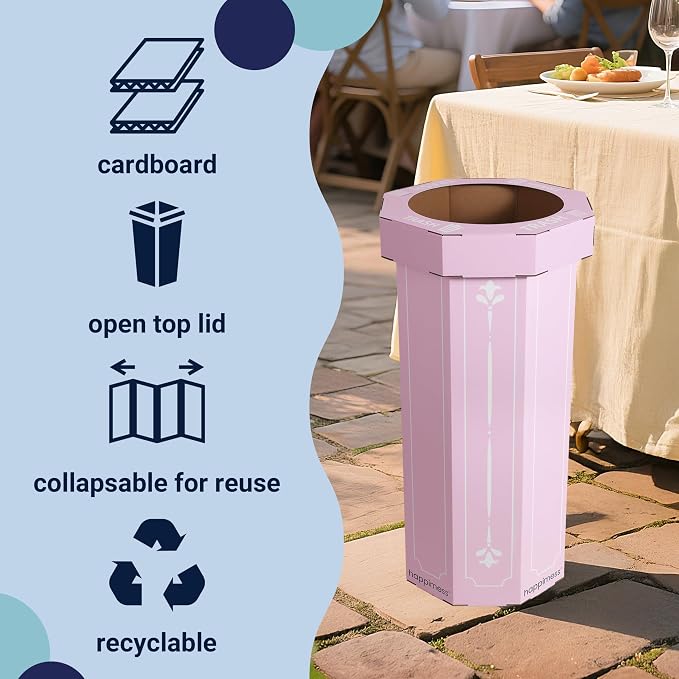 happimess Fleur 25 Gal Trash Can Bin, Bridal Pink, Set of 2