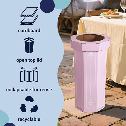 happimess Fleur 25 Gal Trash Can Bin, Bridal Pink, Set of 2