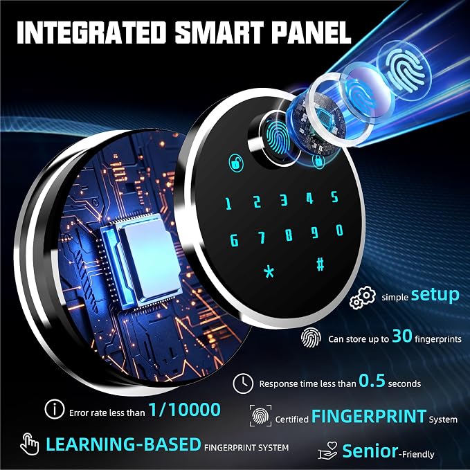XDeer Biometric Safe with Fireproof Bag, 1.09 CuFt Money Safe with APP | Fingerprint/APP/Backlit Keypad/Keys, LED Light, Adjustable Shelf & Gun Frame, Smart Home Safe for Cash/Jewelry/Document