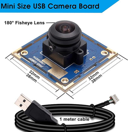 SVPRO 1080P USB Camera Module, Fisheye Wide Angle, UVC Webcam Board 1080P/30fps, 480P/100fps,Computer Machine Vision Industrial Camera for Android Linux Windows Mac OS