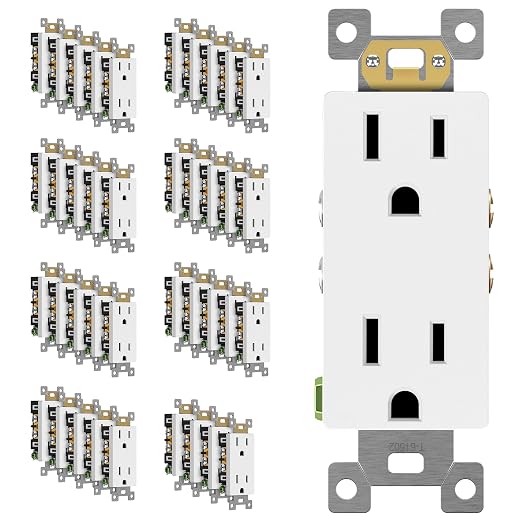 ENERLITES 40 Pack Decorator Wall Outlet, 15A Standard Electrical Receptacle | Self-Grounding, UL Listed, 5-15R, 125V, Non-Tamper Resistant Residential Outlets for Home, Kitchen, Bathroom, Matte White