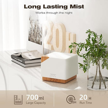ASAKUKI Essential Oil Diffuser for Home, Large 700 ml Humidifier with Automatic Shut-Off, Scent Aromatherapy Diffuser with 7 LED Lights for Living Room, Kitchen, Bedroom, Hotel, Gift for Mom - Yellow