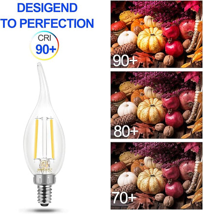Energetic 12 Pack Dimmable Candelabra Led Light Bulb, CA11 Shape,Flame Tip Style, 60 Watt Equivalent, 4000K Cool White, E12 Base, Led Candelabra Bulb,CRI 90+, Halloween Christmas Decoration