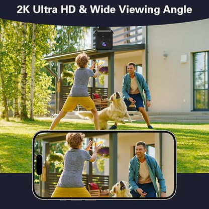 4G LTE Cellular Wireless Security Camera, with SIM Card and Memory Card, 2K HD Mini No WiFi Camera, Auto Night Vision, Real-Time Notifications,Portable Battery Operated Small Camera