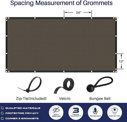 Windscreen4less Privacy Fence Screen Heavy Duty Windscreen Fencing Mesh Fabric Shade Net Cover with Brass Grommtes for Outdoor Wall Garden Yard Pool Deck, 6'x251' Brown