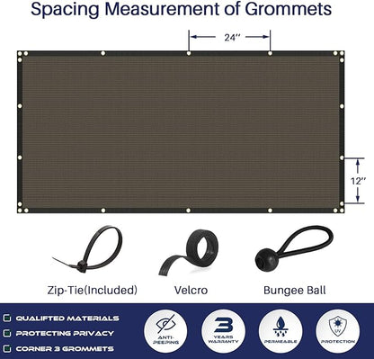 Windscreen4less Privacy Fence Screen Heavy Duty Windscreen Fencing Mesh Fabric Shade Net Cover with Brass Grommtes for Outdoor Wall Garden Yard Pool Deck, 6'x131' Brown