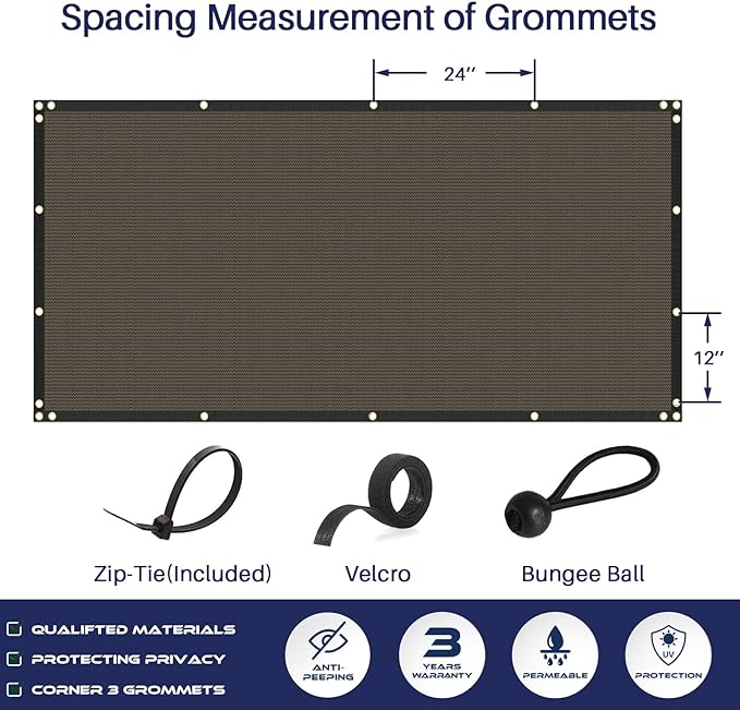 Windscreen4less Privacy Fence Screen Heavy Duty Windscreen Fencing Mesh Fabric Shade Net Cover with Brass Grommtes for Outdoor Wall Garden Yard Pool Deck, 6'x135' Brown