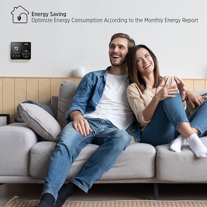 Energizer Smart Thermostat, Programable Wi-Fi Thermostat, 5GHz & 2.4GHz, Compatible with Alexa and Google, App Control, 3.5” inch Color Touch Screen, Easy Installation, 7 Day Scheduling, Night Light