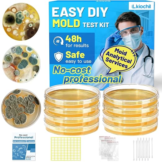 Mold Test Kit for Home - 8 Simple Detection Tests for Surface Mold, HVAC System & Indoor Air Quality - DIY Black Mold Detector with Mold Identification Guide, Fast & Reliable Results