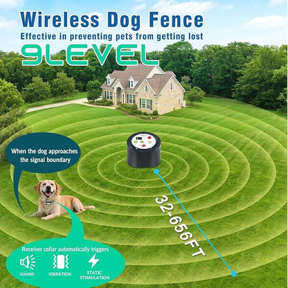 Plkm Dog Wireless Fence 2026 Newest Intelligent Pet Electric Containment System, Low Battery AI Smart Alarm Dog Out of Range Reminder, Display Receiver Battery Level, 360° Strong Signal Coverage