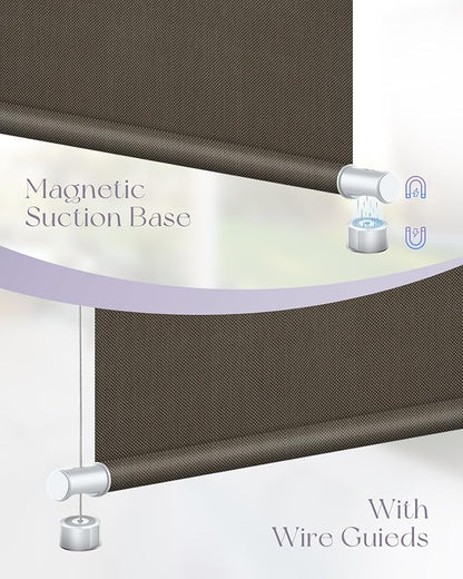 Graywind Motorized Outdoor Shades for Patio - Work with Alexa & Google - Solar Powered Electric Roller Shades - Custom Size (3% Openness Chocolate)