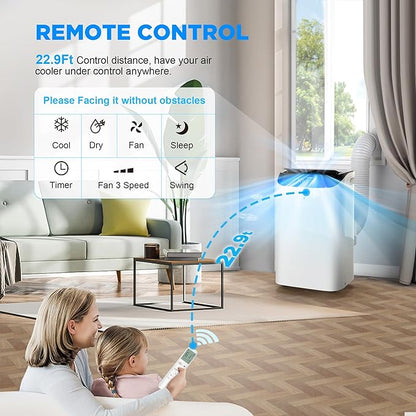 14000 BTU Portable Air Conditioners with Remote Control, 3-in-1 Free Standing Cooling AC Unit with Fan & Dehumidifier, Cools Room up to 700 sq.ft, Smart/Sleep Mode,3 Speed,Auto Swing,24H Timer