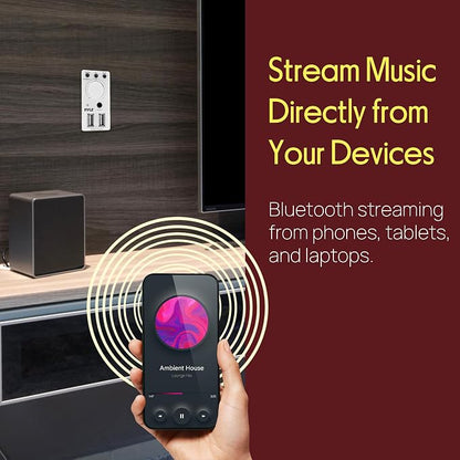 Pyle Bluetooth Receiver Wall Mount - In-Wall Audio Control Receiver w/ Dual USB Charging Port, 3.5mm AUX Input for Sound Systems - For Home Theater Entertainment - Includes DC Power Adaptor - PWPBT67
