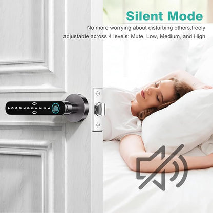 5 in 1 Fingerprint Door Handle with Keypad Control, APP Control, Key Card