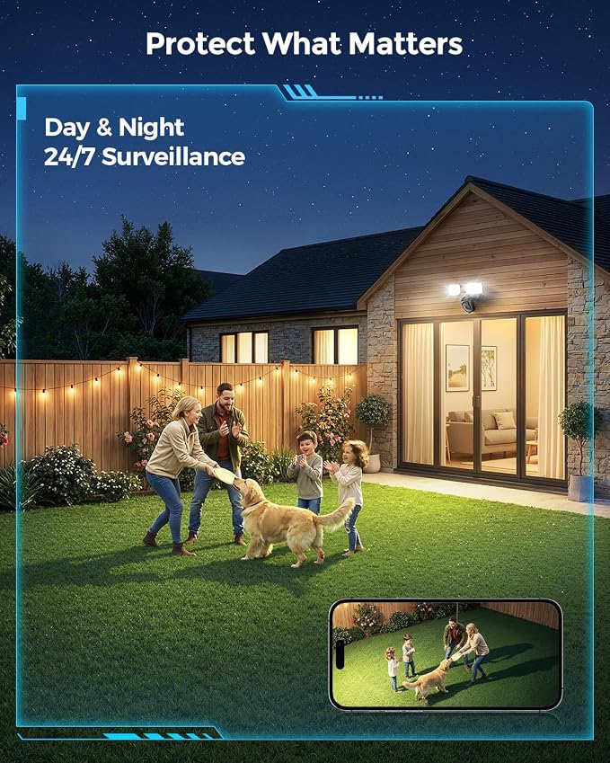 Onforu 2K Hardwired Floodlight Camera, 3500LM Motion Activated Outdoor Security Camera, 5G/2.4G WiFi Color Night Vision | 2-Way Audio | Siren | 24/7 Recording | IP65 Weatherproof | Works with Alexa