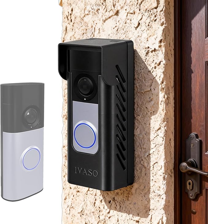 Anti-Theft Angle Adjustable Doorbell Coverd Mount Bracket for Ring Wired Doorbell Plus (Newest Model) 2K 2025 Release, Both Drill & No Drill Aavailable with Security Screws (Covered)